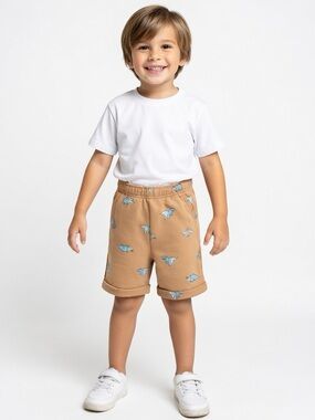Boy’s Tan Dino Print Pull-On Shorts